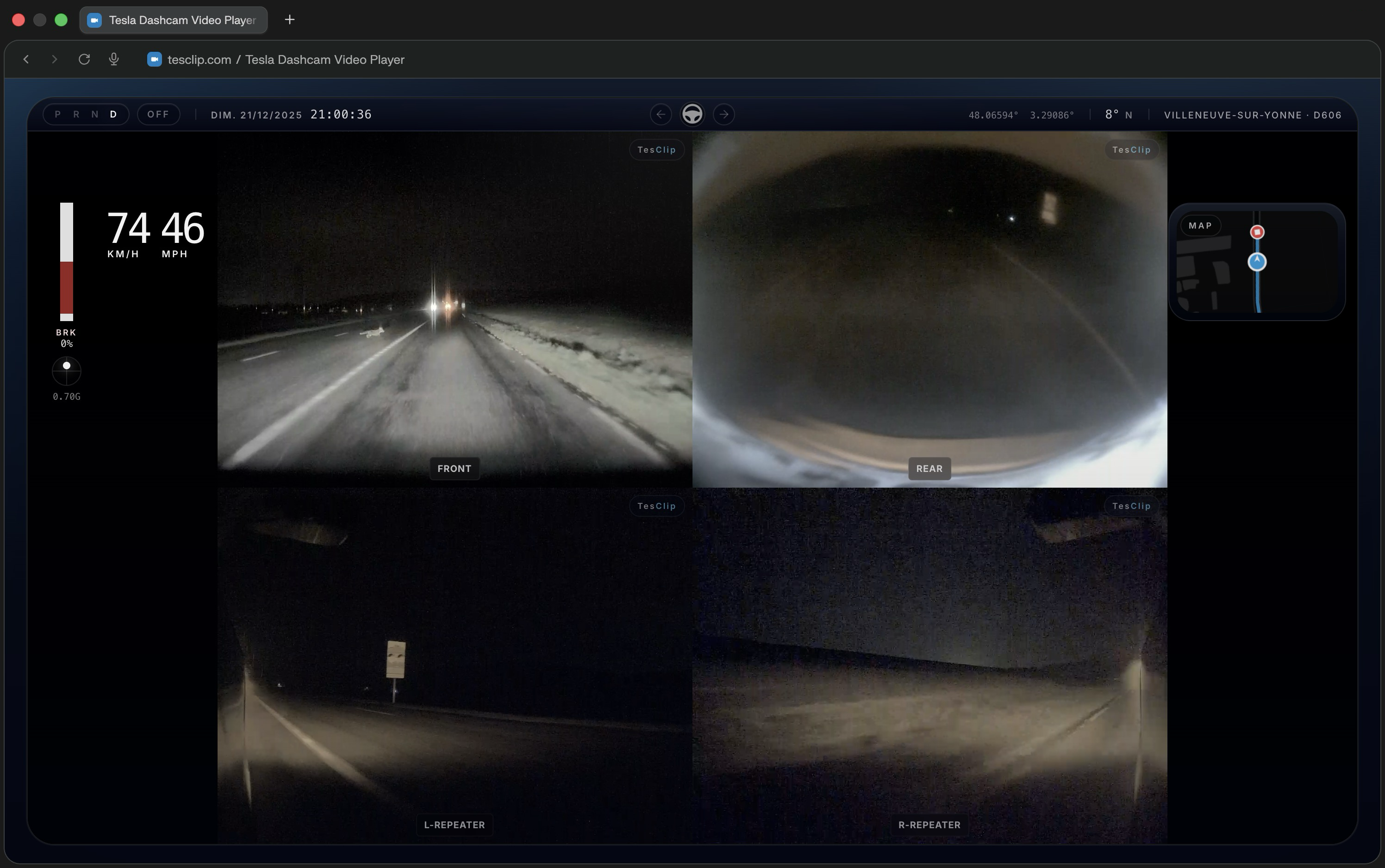 Teslaクリップビューアー — Tesla映像を無料でオンライン再生 — TesClip